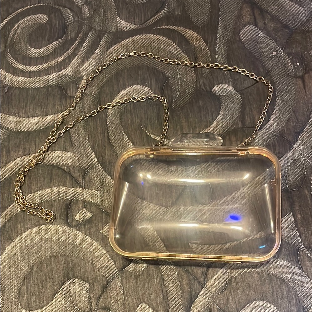Urban Outfitters Clear Shoulder Bag with Gold Chain